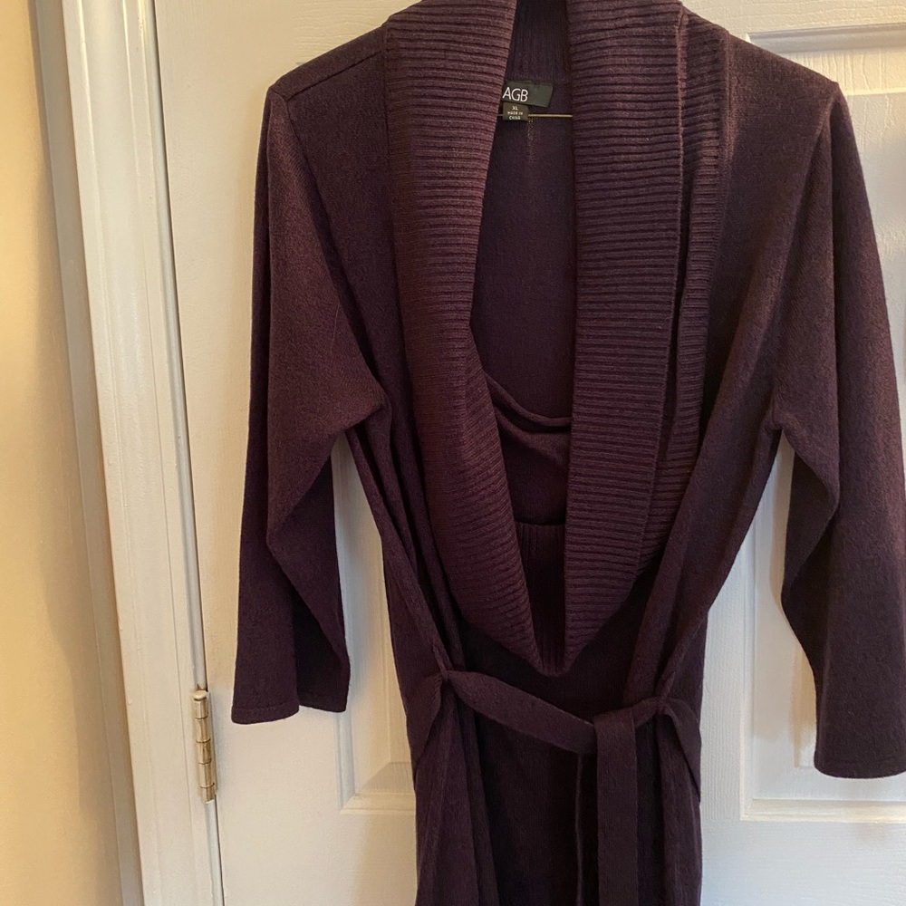 XL Belted Sweater with cowl neck by AGB.